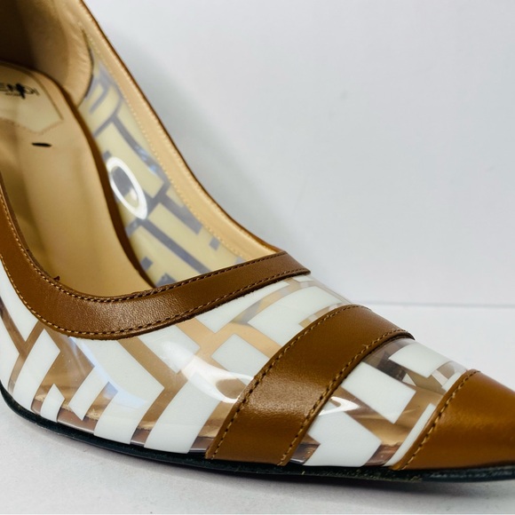 FENDI Colibri FF Logo-printed 105mm Pumps In Neutrals. Authentic and New - Picture 9 of 16